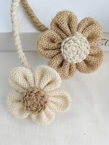 Handmade Linen Flower Window Curtain Tie Backs, Luxury Decorative Holdbacks For Living Room Bedroom Home Decor - Brown - View 8