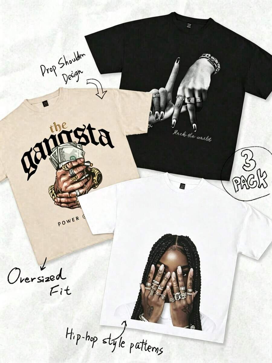 set pack conjunto Prenda individual, no un conjunto de 3 piezas, 1 piezas/set de camisetas de manga suitable for streetwear, daily outings, camping, concerts, hip-hop, rock, and rap events camiseta casual de mujer de unicolor, cuello redondo, manga corta, versátil - Blanco - Ver 1