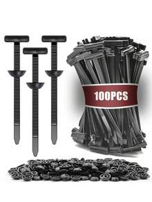 30/50/100/200pcs Universal Nylon Cable Ties - Multi-Functional Zip Ties With Nail And Button Design, UV-Resistant Plastic Fasteners Suitable For Auto Repair And Daily Use - Multicolor - View 1