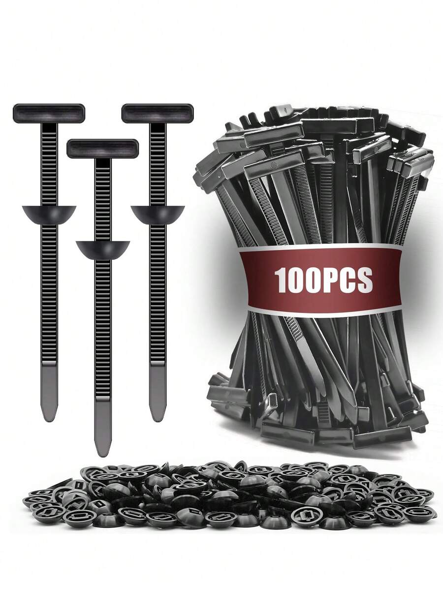 30/50/100/200pcs Universal Nylon Cable Ties - Multi-Functional Zip Ties With Nail And Button Design, UV-Resistant Plastic Fasteners Suitable For Auto Repair And Daily Use - Multicolor - View 1
