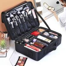 Hộp đựng mỹ phẩm chuyên nghiệp dung tích lớn, có thể treo trên vali, hộp đựng mỹ phẩm đa năng đeo vai/ba lô dành cho nghệ sĩ trang điểm, hộp đựng dụng cụ làm đẹp và chăm sóc móng. - màu đen - Xem 1