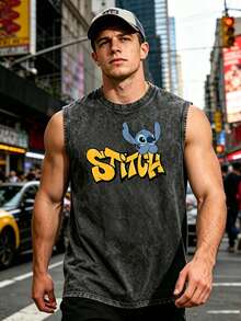 Disney Lilo & Stitch "Experiment 626" Vintage Washed Sleeveless Tee - Black - View 1