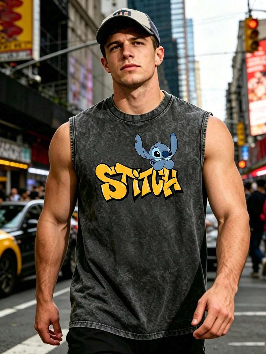 Disney Lilo & Stitch "Experiment 626" Vintage Washed Sleeveless Tee - Black - View 1