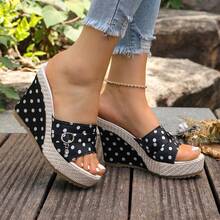 Summer New Slippers, Thick Platform Wedge Heel, Slip-On Casual Lightweight Non-Slip High Heel Sandals For Women - Black - View 8
