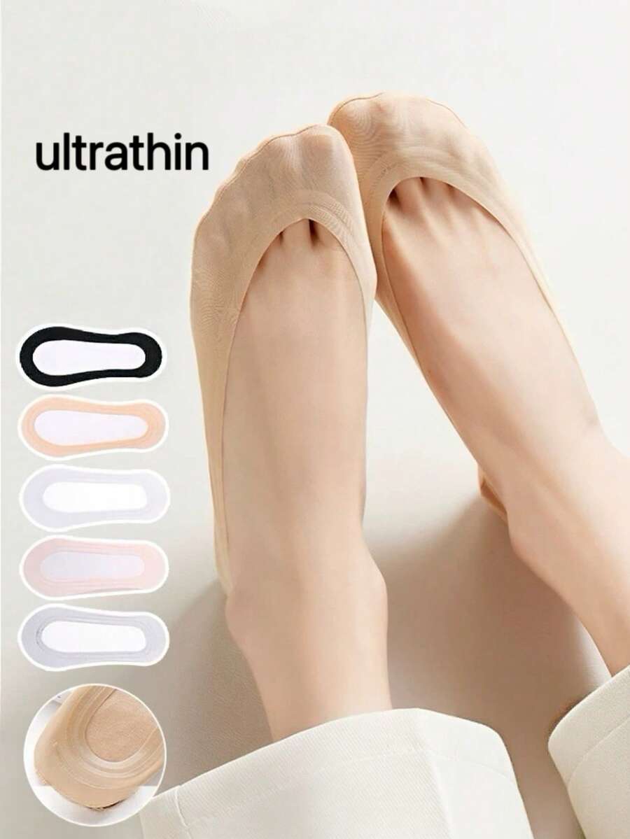 5 đôi tất nữ siêu mỏng, mềm mại, thoáng khí, chống trơn trượt, thích hợp cho mùa hè và giày cao gót. - Nhiều màu - Xem 1