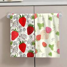 2/4/6pcs Set, Dish Towels, Strawberry Pattern Printed Super Absorbent Microfiber Cloths, Modern Kitchen Towels For Cooking And Baking, Dish Cloths, Cleaning Rags, Hand Towels, Tea Towels, Ultra Soft And Highly Absorbent, Kitchen Decor, Gifts For Neighbors, Mothers, Birthdays, Housewarming For Friends, Kitchen Essentials, Daily Necessities - Multicolor - View 8