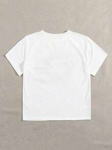 This High-Quality, Loose-Fitting Women's Crew Neck T-Shirt Features A Variety Of Prints, Including Lettering, Cartoon Hearts, And Small Animal Designs. It's Perfect For Everyday Casual Wear And Beach Outings. It's Also A Great Choice For Couples' Vacation Outfits. Made From 100% Pure Cotton, This 200-Gram Fabric Is Soft, Comfortable, And A Must-Have For Everyday Wear. - 白色 - 查看 2