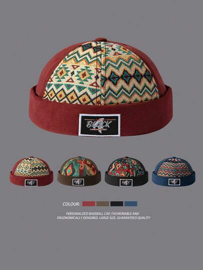 1 Sombrero de piel de melón para hombres y mujeres, sombrero de parche retro de primavera y verano, sombrero de marinero con bordado de letras, sombrero de terrateniente sin ala, sombrero unisex