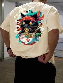 Camiseta de manga corta holgada con estampado de moda para hombres SU ER |   Diseño exquisito |   Esencial de verano |   Fácil de combinar, muestra tu estilo - Blanco - Ver 7