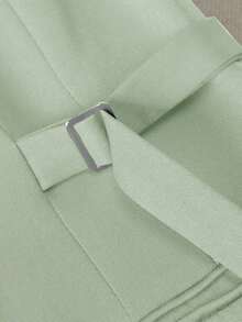 Chaqueta de traje de mujer con doble botonadura y cordones en color marrón, abrigo delgado y de longitud media para ir al trabajo, tela suave y elegante, prenda exterior casual elegante para mujeres de 25 a 45 años en primavera - Verde Claro - Ver 8