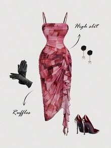 Vestido de mujer con estampado de mariposa vintage con teñido anudado, volantes fruncidos y bajo asimétrico, ideal para el Día de San Valentín, carnaval, cóctel, cena, baile de graduación, cumpleaños, verano y fiestas - Multicolor 2 - Ver 1