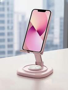 1pc 360° Rotatable Foldable Phone Stand, Minimalist & Multifunctional Design, Portable Folding Structure, Stable & Non-Slip, Easy To Carry & Store, Suitable For Office, Camping & Binge-Watching, Metal Rotating Phone/Tablet Stand Holder - A - View 1
