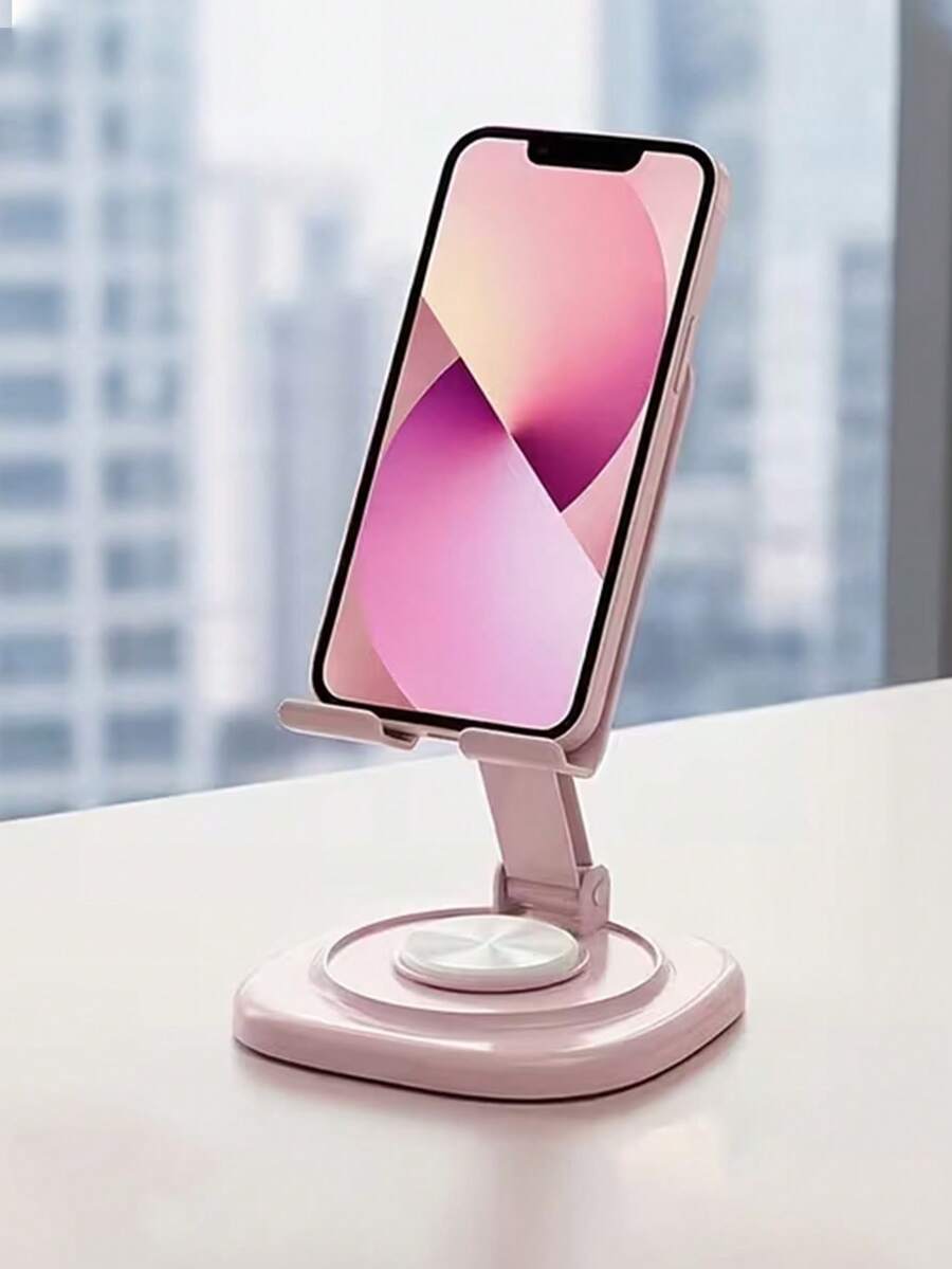 1pc 360° Rotatable Foldable Phone Stand, Minimalist & Multifunctional Design, Portable Folding Structure, Stable & Non-Slip, Easy To Carry & Store, Suitable For Office, Camping & Binge-Watching, Metal Rotating Phone/Tablet Stand Holder - A - View 1