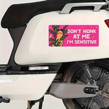 1PC Don't Honk At Me I'm Sensitive Vinyl Sticker, Waterproof Cute Worm Quote Decal With Pink Bumper Style Design, Plant Illustration And Funny Driving Mood Text For Car Window, Laptop, Water Bottle, Notebook And Tumbler Decor - S2166 - View 6