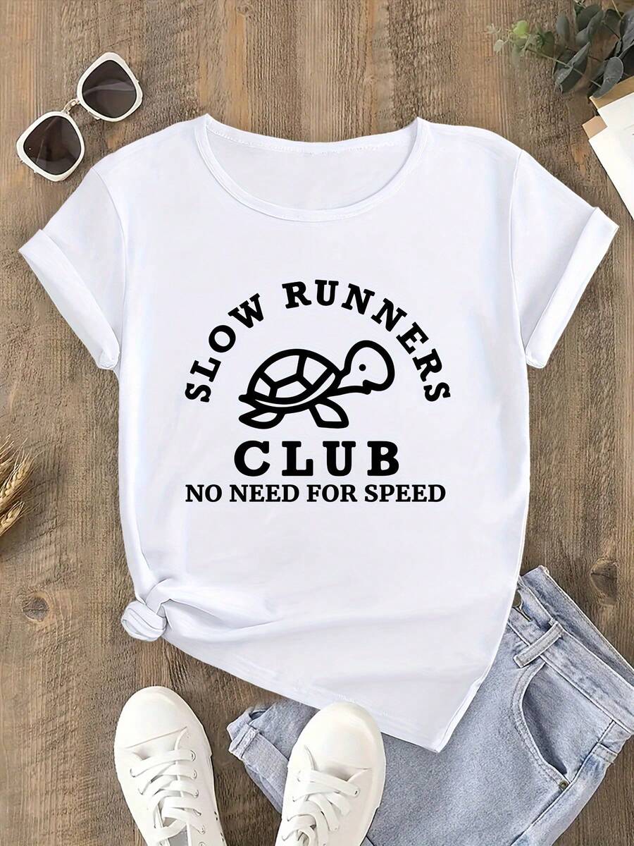 Camiseta de verano suelta y suave Turtle - [Blanco] - Ver 1