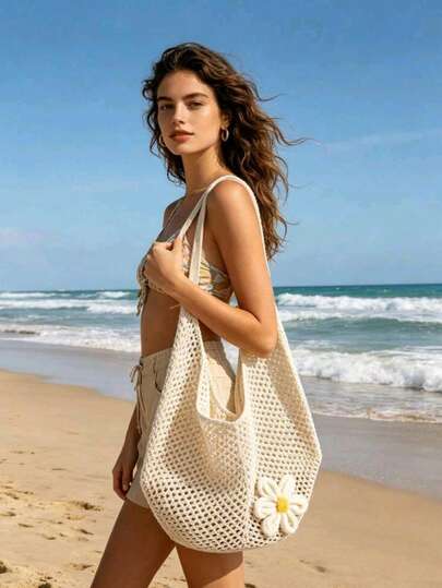 1 chiếc túi tote dệt rỗng Kawaii, túi xách đi biển phong cách Bohemian, túi tote rỗng, túi đi biển cỡ lớn dáng rộng, túi mua sắm đi biển thường ngày, túi tote móc hoa cỡ lớn, túi tote thời trang, túi du lịch ngoài trời, phối hoàn hảo với bộ đồ móc, đồ dùng cần thiết cho kỳ nghỉ, phối hoàn hảo với phụ kiện đi biển, túi đi biển phổ biến nhất dành cho nữ, đồ dùng cần thiết cho bãi biển, đồ dùng thiết yếu cho bãi biển và mùa hè, túi đi nghỉ mới nhất, trang phục phong cách Bohemian dành cho nữ.