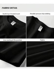 Nueva camiseta de manga corta para mujer de 180g,% algodón - Camiseta casual versátil con estampado de verano para hombre - Camiseta con estampado de verano para parejas - Unisex - Regalo para vacaciones - Negro - Ver 3