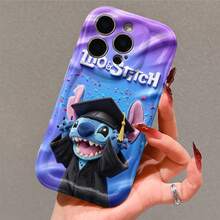 Disney Lilo & Stitch Phone Case, Official Stitch Character Design, Graduation Stitch In Soft Plush Texture With Confetti On A Purple Background Protective Cover. Compatible With IPhone 17, 16, 15, 14, 13, 12, 11 Pro Series, Featuring The Excited Alien In A Cap And Gown Celebrating His Big Day, Perfect For Stitch Fans And Disney Lovers, Ideal For Graduation Gifts, Birthdays, Holidays, Anniversaries, Or Any Special Occasion To Surprise Family, Friends, Classmates, And Loved Ones. - trắng - Xem 1