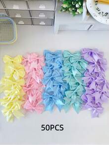 50pcs Ribbon Bows - Handmade Invitation Decoration - Satin Ribbon Gift Wrapping - Multi-Color - No Feathers - Arts, Crafts And Sewing Supplies - Gift Wrapping Bows - Multicolor - View 13