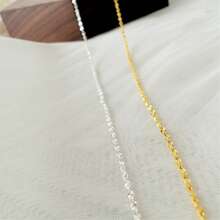 1pc Exquisite Shiny Necklace, S925 Sterling Silver Thin Collarbone Chain, Minimalist Sparkling Everyday Layering Jewelry - Baby's Breath Necklace - View 7