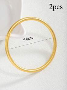 1pc Women's 4mm Solid Matte Gold Plated Bracelet, Round Vintage Style Stacking Bracelet (Note: Only 1 Piece Sold) - Gold - View 21