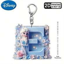 Móc khóa acrylic Disney, in 2D bề mặt phẳng, 1 móc khóa acrylic Disney, 26 chữ cái tiếng Anh, hình công chúa Elsa trong phim Frozen với họa tiết hoa, móc khóa túi xách dễ thương, móc khóa đôi, móc khóa xe hơi, quà sinh nhật cho fan Frozen, bề mặt phẳng 2D, lựa chọn hoàn hảo cho các dịp lễ. - Nhiều màu - Xem 6