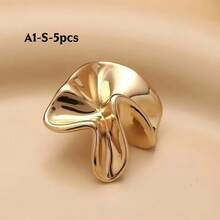 5pcs Asymmetrical Metallic Buttons, Asymmetric 3D Gold Buttons, Luxury Decorative Buttons For Shirts, Dresses, Jackets, Sweaters, Coats - A - View 6