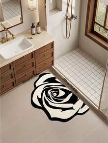 1 buc Covoraș cu gel de siliciu cu design floral cu trandafiri alb-negru, covoraș antiderapant cu gel de siliciu la modă și elegant, covoraș de intrare pentru bun venit, covoraș de duș, durabil și rezistent la uzură, covoraș de baie, covor de baie, preș de ușă, covor mic, covor, covor, decor pentru casă, covor de zonă, covoraș de exterior, decor pentru casă, covor de zonă, covor de dormitor, covor lavabil, potrivit pentru decorarea petrecerilor - Multicolor - Vizualizare 16