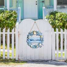 1pc Summer Ocean Style Shell WELCOME Wooden Hanging Sign, Coastal Style Porch Door Wall Decor - Multicolor - View 3
