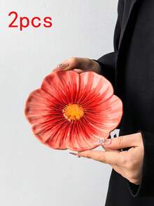 1PC/2PCS/4PCS Colorful Asymmetrical Ruffled Edge Ceramic Plates, Ins Style Creative Asymmetrical Ruffled Edge Ceramic Plates, 6 Inch Small Plates/Dessert Plates/Bone Plates, Commercial Dessert, Fruit, Afternoon Tea Plates, Gathering, Party, Home Use Plates - Multicolor - View 19