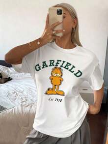 |    Camiseta de mujer de ajuste holgado y cuello redondo de manga corta, adecuada para el verano - Blanco - Ver 5