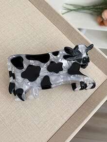 1pc Children's Cartoon Cow Pattern Hair Claw, Durable Acrylic Hair Clip, Cute Animal Hair Accessory For Braided Hairstyles, Suitable For Girls To Wear - Multicolor - View 2