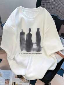 Camiseta de manga corta para hombre con diseño gráfico de retrato y eslogan, regalo para el novio, para salir - Blanco - Ver 9