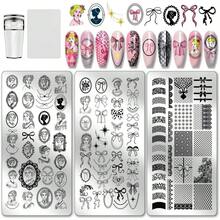 PH PandaHall 3 piezas Placas de Estampado de Uñas de Insectos y Plantas, Plantillas de Arte de Uñas con Flores y Hojas, Plantillas de Arte de Uñas con Abejas y Libélulas para Manicuras de Mujeres enApto para 10 personas - Retrato de dama retro - Ver 9