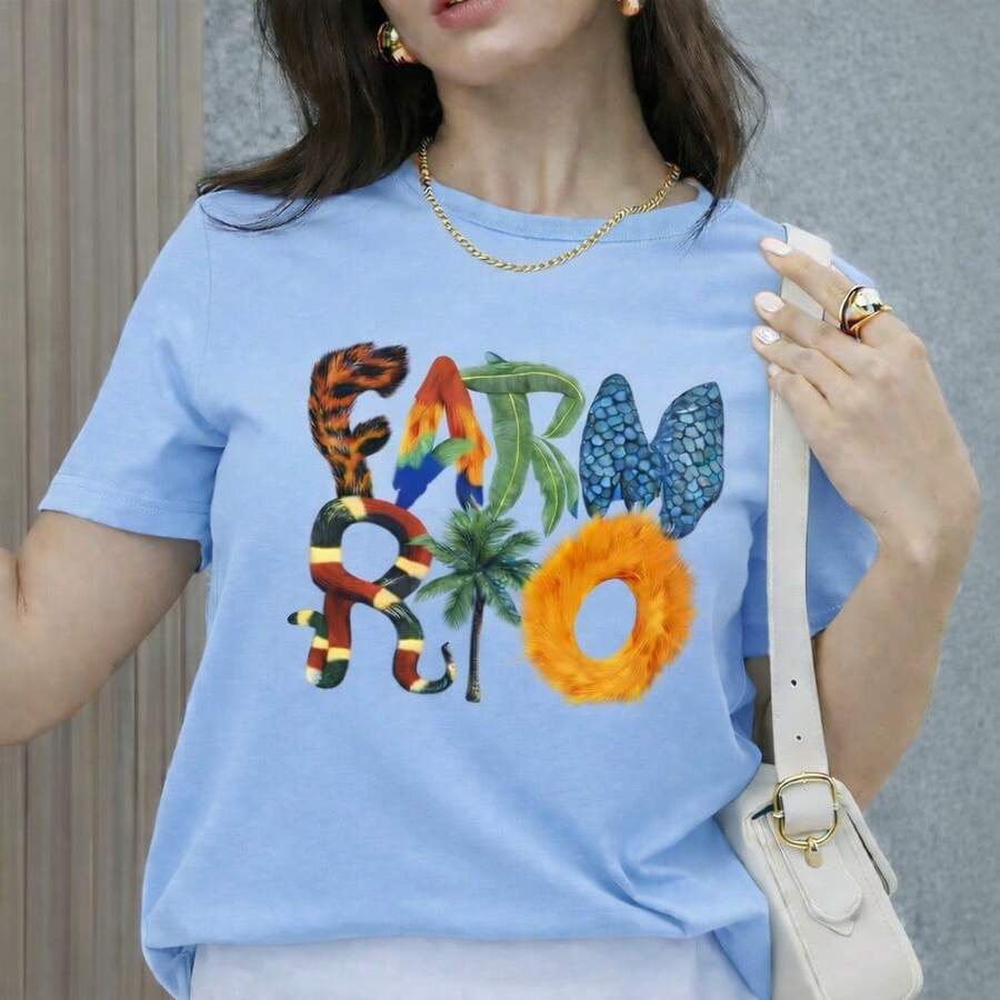 Faam Rio Women's T-Shirt - Stylish And Comfortable Summer T-Shirt - Premium Cotton - Baby Blue - View 1