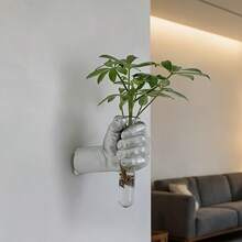 1個現代幾何樹脂壁掛花瓶 - 手持式壁掛鮮花架，適用於鮮花，現代家居酒店裝飾，無需電源，室內花瓶，酒店裝飾配件，藝術花卉裝飾 - 手握拳花瓶 - 查看 6