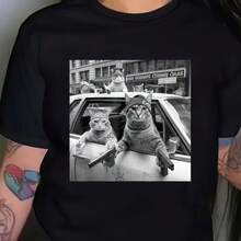 Printed T-Shirt For Men And Women - Black - View 1