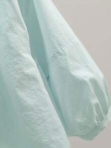 Summer Loose Women's Shirt, Short-Sleeved Maternity Shirt - 孔雀綠 - 查看 5