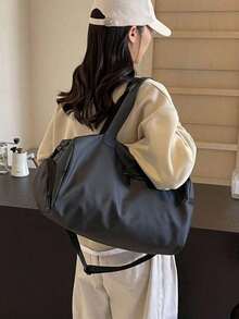 CKDX 1 pieza Bolsa deportiva y de fitness, con compartimento seco y húmedo, bolsa de entrenamiento y natación para mujeres, de gran capacidad - Negro - Ver 2