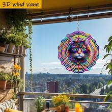 1个3D彩色花卉图案旋转装饰品，10英寸*10英寸，带旋转挂钩，360° DIY创意风车，风力驱动旋转，安装简便，适合作为圣诞节、万圣节和其他节日礼物（不含吊坠），款式随机。 - A - 查看 6