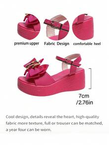 Giày sandal đế xuồng thời trang mùa hè dành cho nữ, nơ màu hồng tươi rực rỡ trang trí bằng khóa kim loại, đế dày nhẹ không gây nặng chân, kiểu dáng một quai cổ điển dễ xỏ, thoải mái và đa năng cho cả bộ trang phục mùa hè. - Màu Hồng Tươi - Xem 9