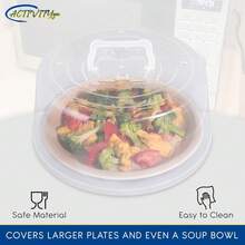 Large Microwave Cover For Food - Splatter Guard Lid - Cake Stand Cover - Size 11.5 In X 5 In Tall - Easy Grip Handle With Steam Vented Holes -  Free & Dishwasher  | Clear Plastic - 1 - View 5