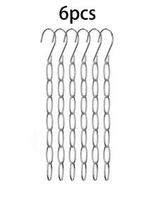 7-Slot Metal Chain Hanging Hook, Space-Saving Foldable Organizer Rack, Multi-Hook High-Efficiency Storage, Durable Wardrobe Accessory For Clothing Organization - Multicolor - View 13