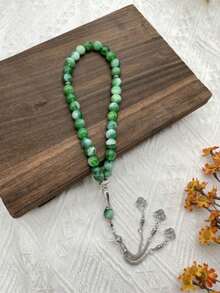 1 chuỗi hạt cầu nguyện Tasbih ba sợi bằng đá mã não, quà tặng Eid Al-Adha cho người Hồi giáo. - Nhiều màu - Xem 2