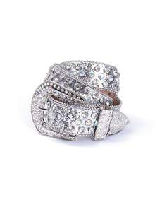1 chiếc thắt lưng đính đá pha lê lấp lánh, phong cách đường phố phù hợp cho cả nam và nữ - Phù hợp với trang phục cao bồi miền Tây, váy và quần jeans. - Bạc - Xem 8