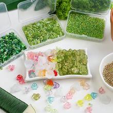 Green Glass Bead Plant Set, Eternal Plant Crystal Leaf Flower Beads, Succulent Stand Plant Jewelry Making, DIY Handicrafts, Graduation Friendship Gift - Multicolor - View 7