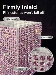 Acrylic Fully Rhinestoned Pen Holder & Makeup Brush Organizer, Luxury Sparkling Desktop Decor, Vanity Desk Pen Holder & Storage Solution - Multicolor - View 5