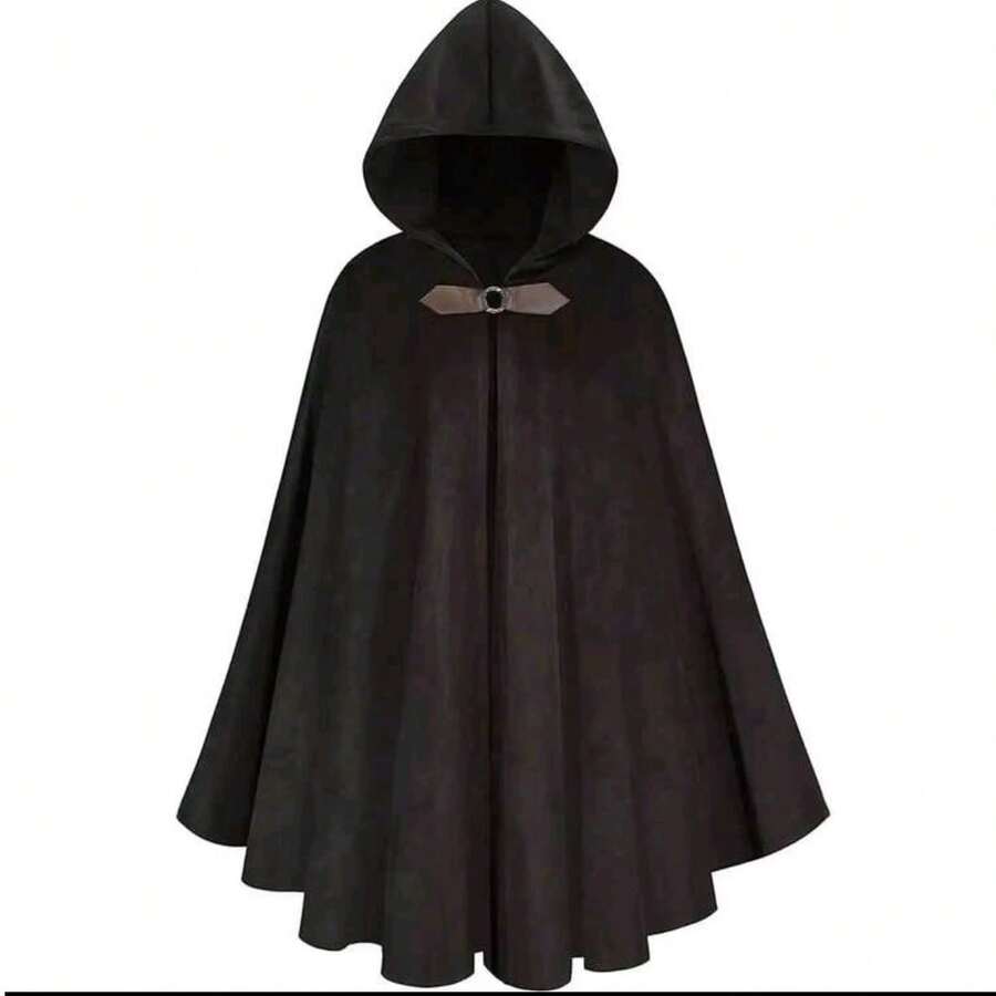 1 chiếc áo choàng dài vừa phải kiểu Viking thời Trung cổ có mũ trùm đầu, màu tối, thích hợp cho mọi mùa. - Nhiều màu - Xem 1