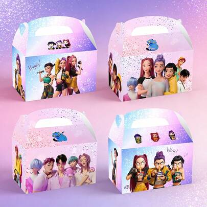 Hasbro Caja de regalo con brillo rosa estilo K-POP, caja de regalo con estampado de dibujos animados, empaque de regalo lindo y genial
