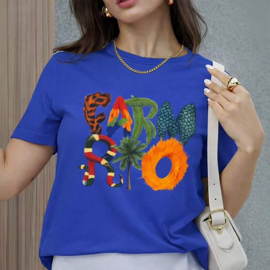 Faam Rio Women's T-Shirt - Stylish And Comfortable Summer T-Shirt - Premium Cotton - Navy Blue - View 1